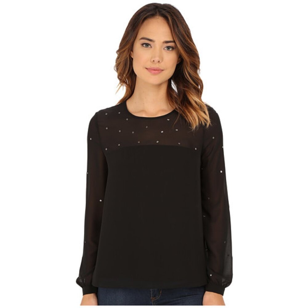 NWT French Connection Womens Size 10 Black Arctic Spell  Blouse Top NEW